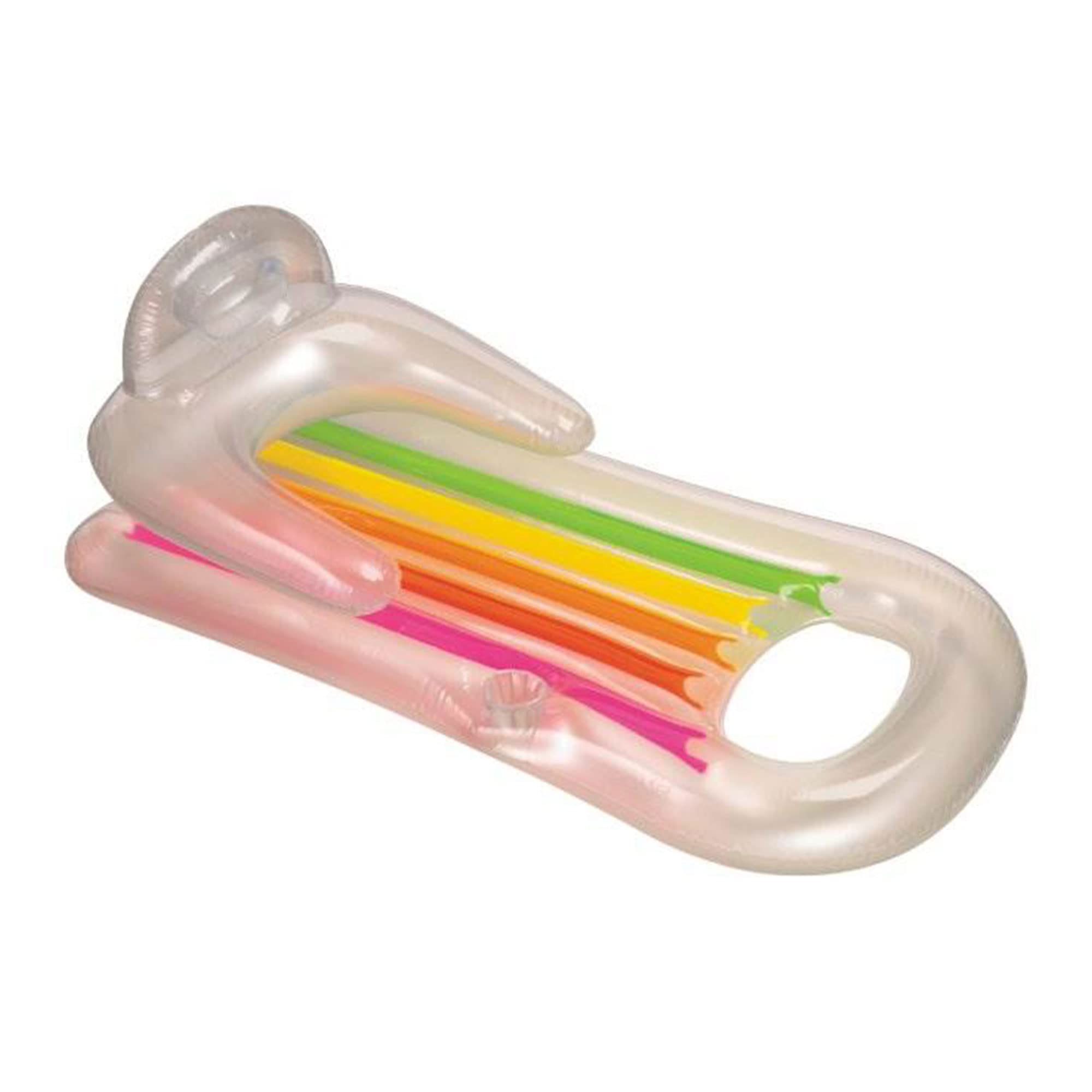 Single clear Intex King Kool inflatable pool lounger with rainbow I-beam construction