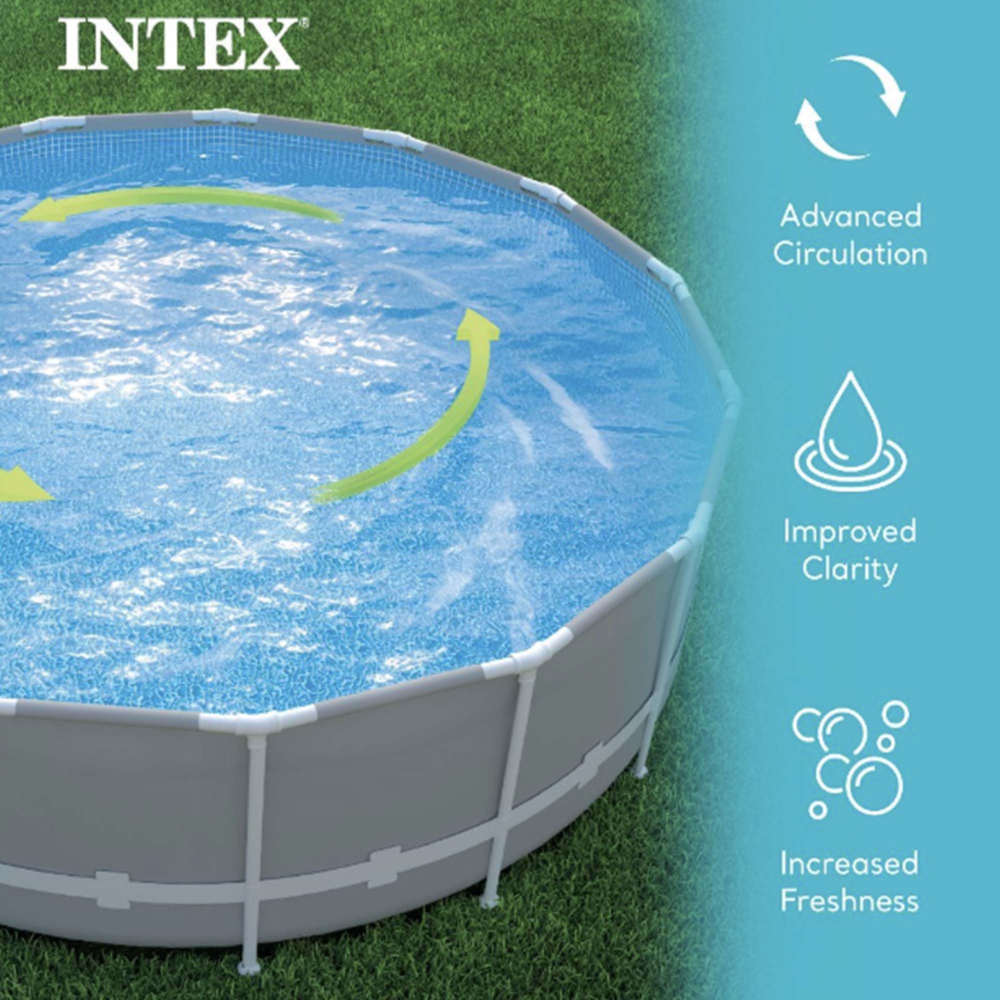 Intex sand filter pump improving water circulation and clarity in an above-ground pool