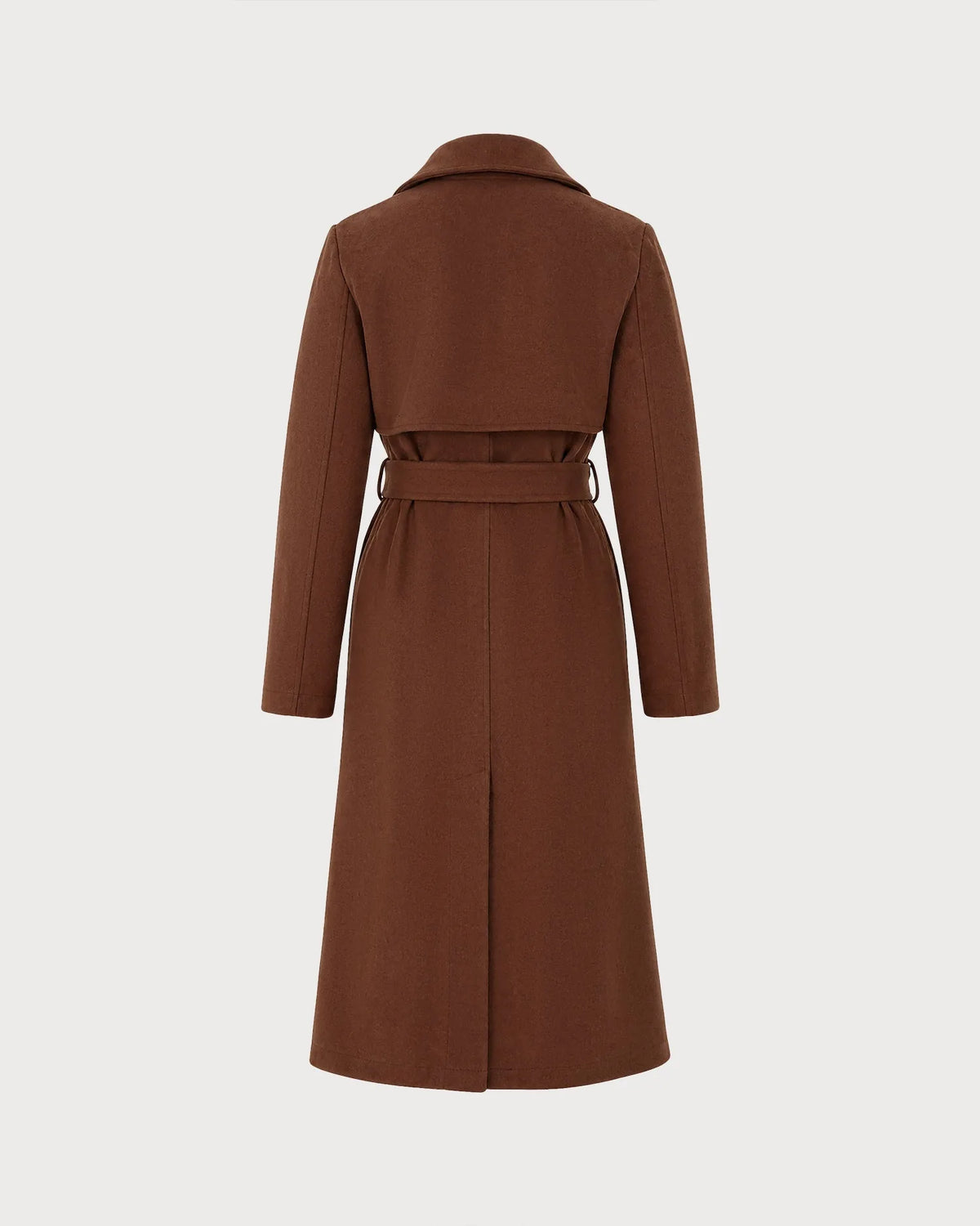 Belted Double-Breasted Long Coat in Brown - image 2
