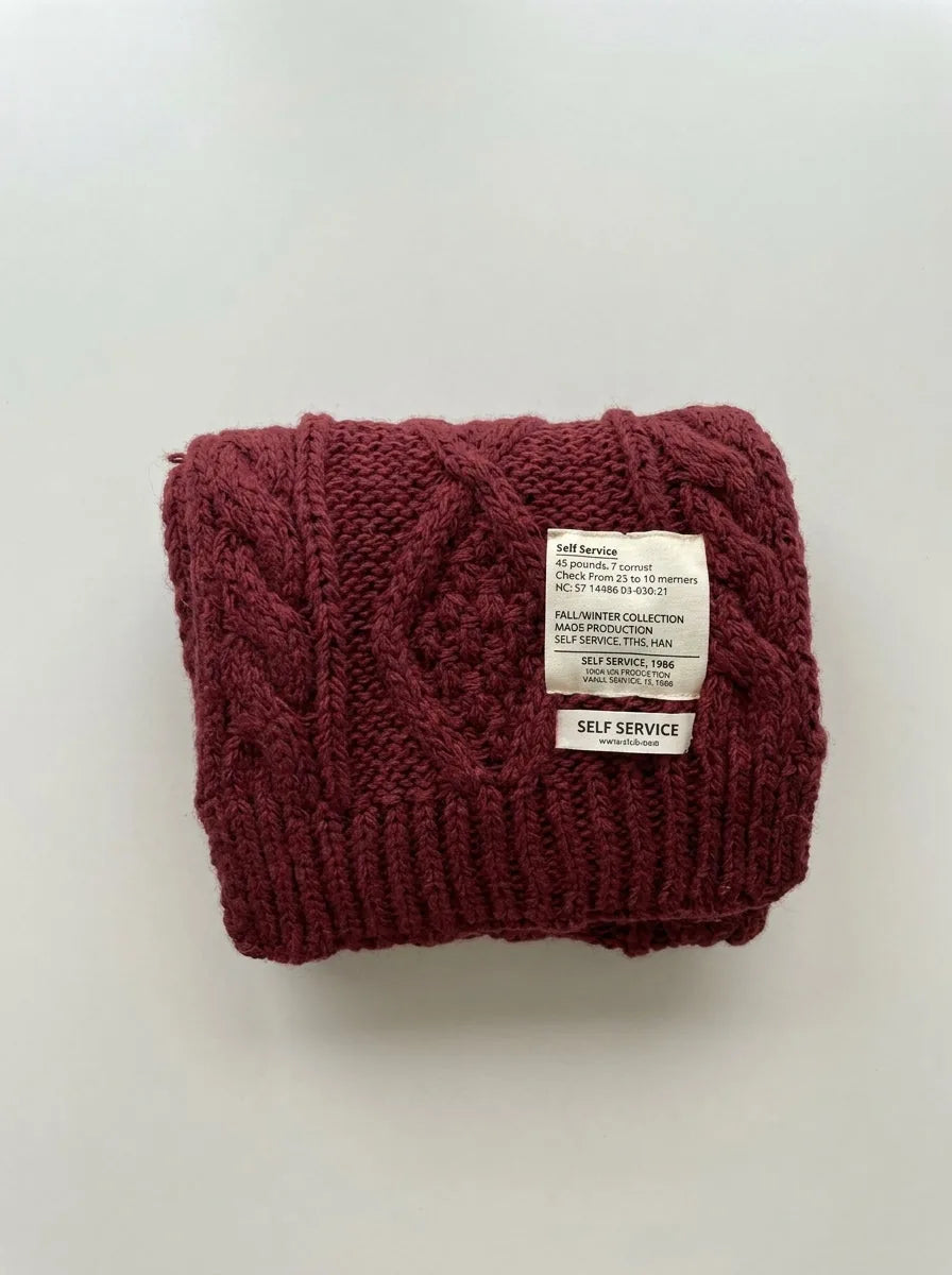 Chunky Cable Knit Wool Scarf, 59 Inch - image 9
