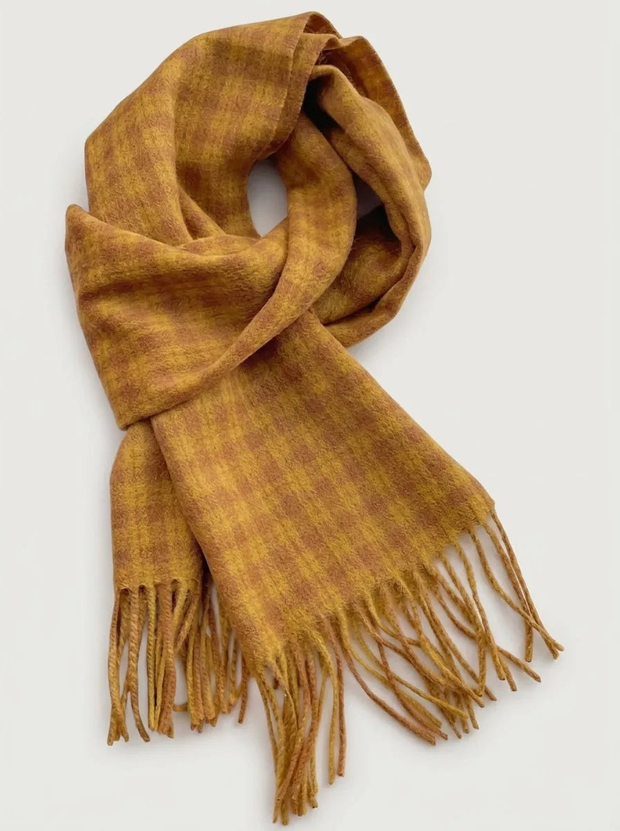 Classic Plaid Wool Scarf with Fringe, 70 Inch - image 1