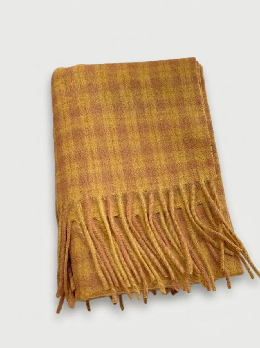 Classic Plaid Wool Scarf with Fringe, 70 Inch - image 3