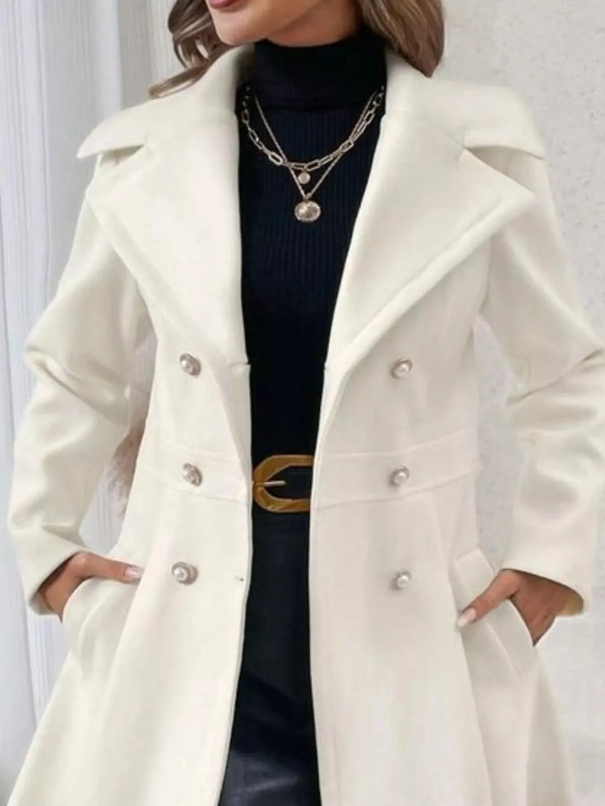 Double-Breasted Belted Fit-and-Flare Coat - image 3