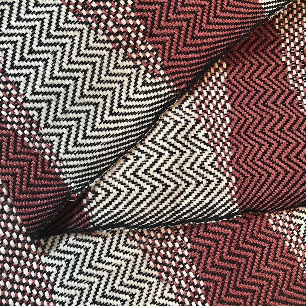 Handwoven Chevron Cotton Scarf with Knotted Tassels, 68 Inch – Eclipse, Flax or Autumn - image 2