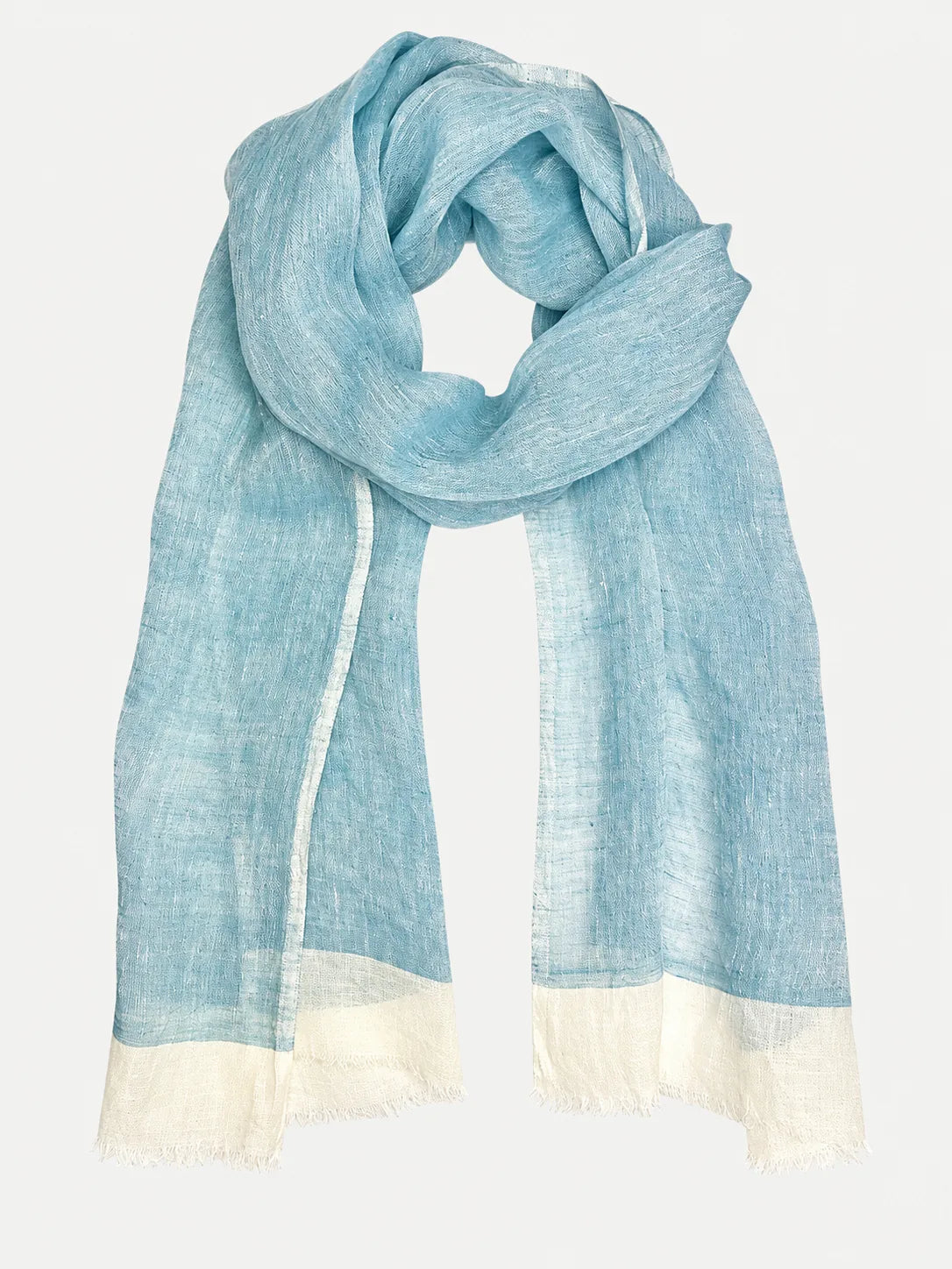 Handwoven Two-Tone Gauze Linen Scarf, 79 Inch – Blush, Flax, Aqua or French Gray - image 1