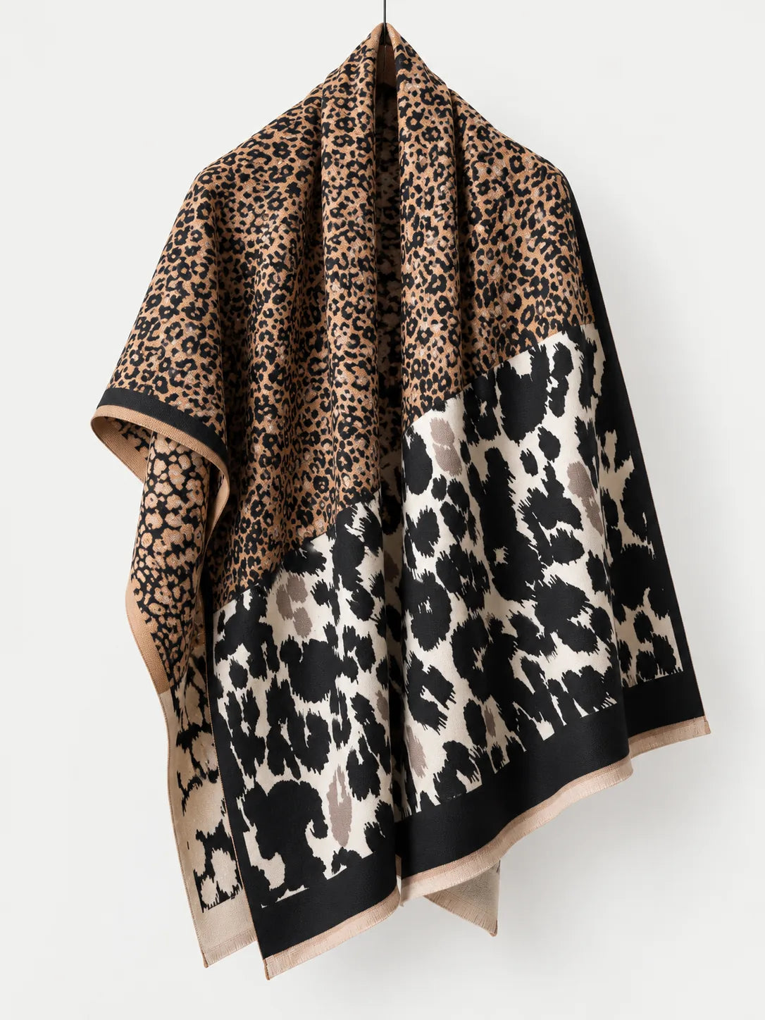 Leopard Print Cotton Scarf, 72 Inch – Black or Mocha - image 1