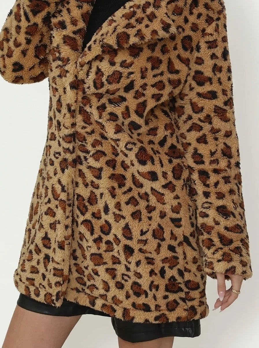 Leopard Print Fuzzy Teddy Coat - image 3