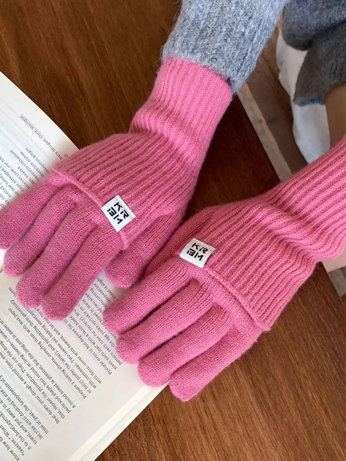 Long Ribbed Knit Winter Gloves, 11 Inch - image 2