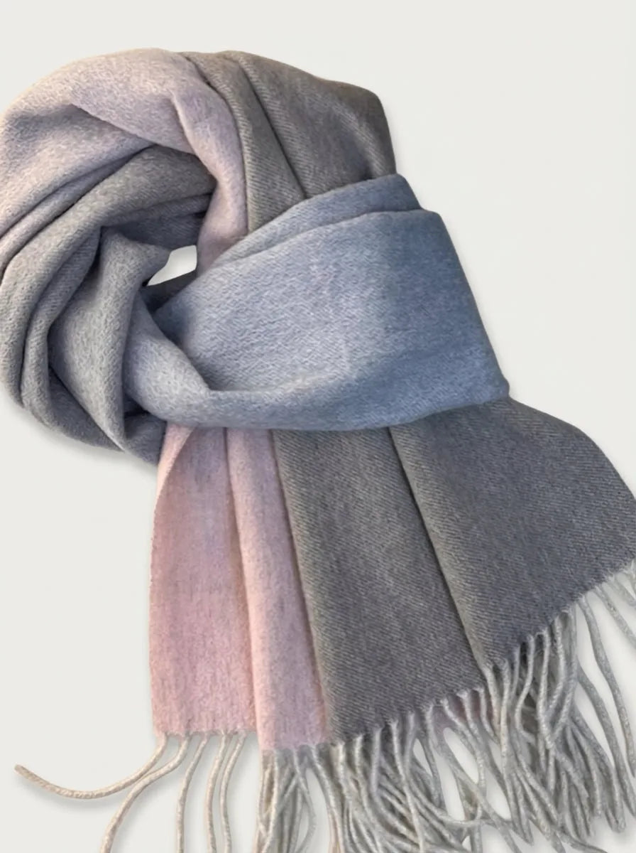 Long Wool Color Block Fringe Scarf, 76 Inch - image 2