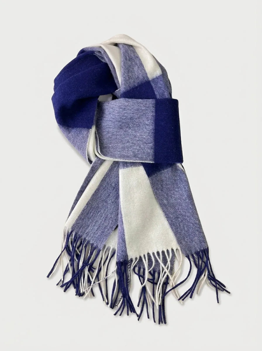 Long Wool Tartan Scarf with Fringe, 76 Inch - image 1