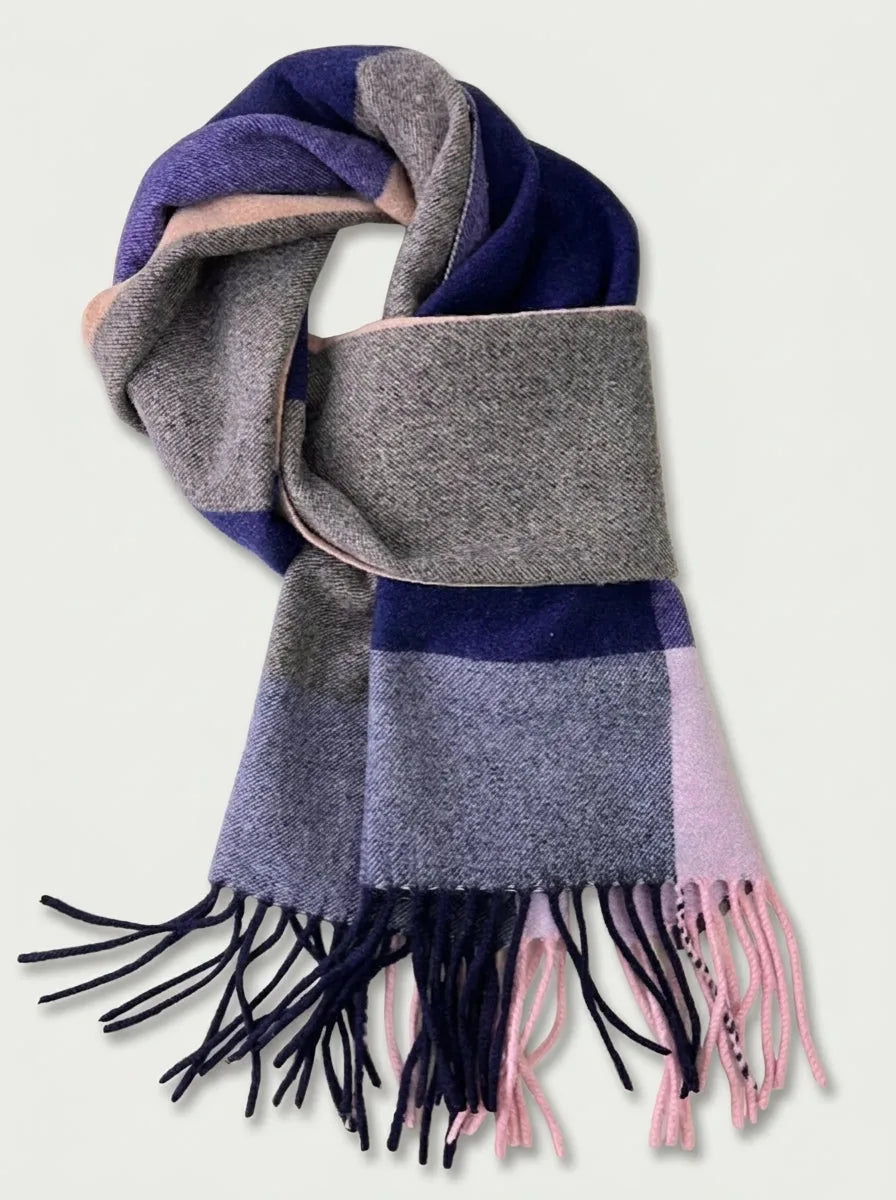 Long Wool Tartan Scarf with Fringe, 76 Inch - image 3