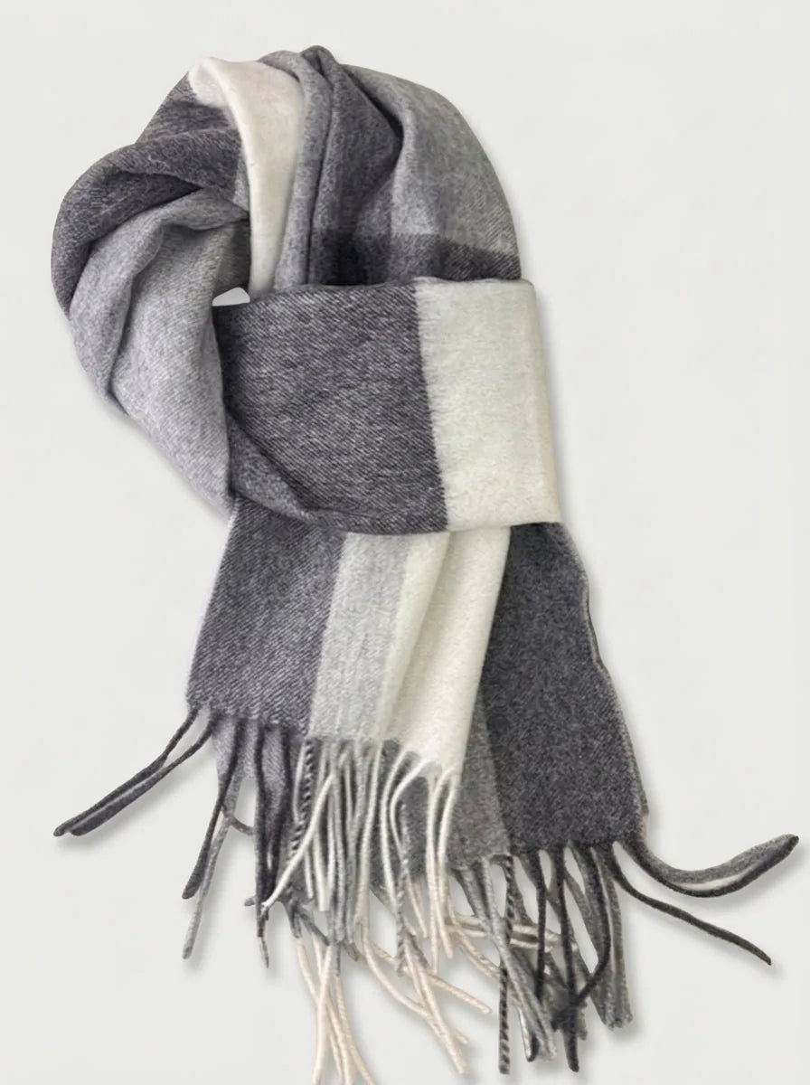 Long Wool Tartan Scarf with Fringe, 76 Inch - image 4