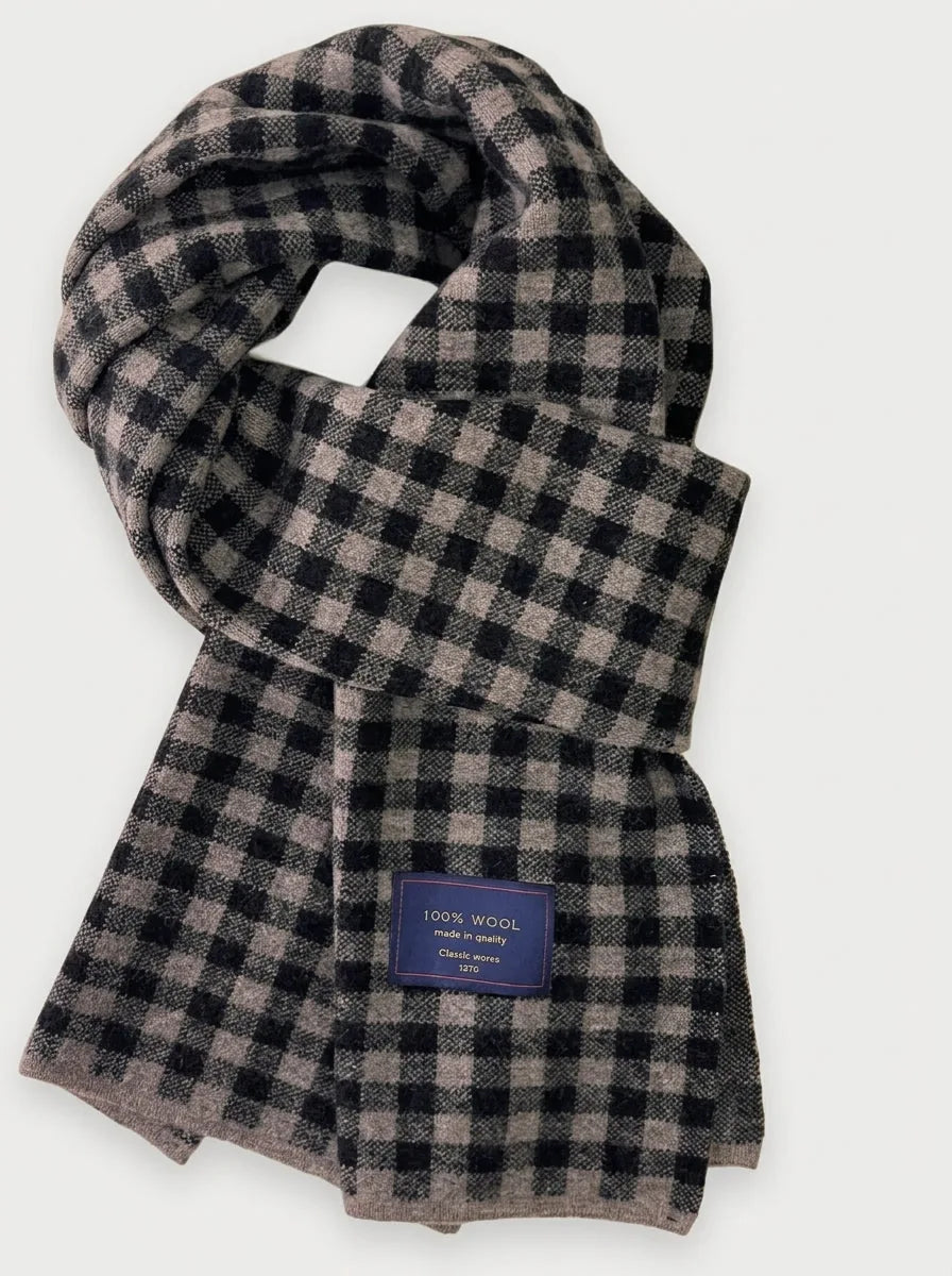 Oversized Wool Plaid Scarf with Fringe, 74 Inch - image 3