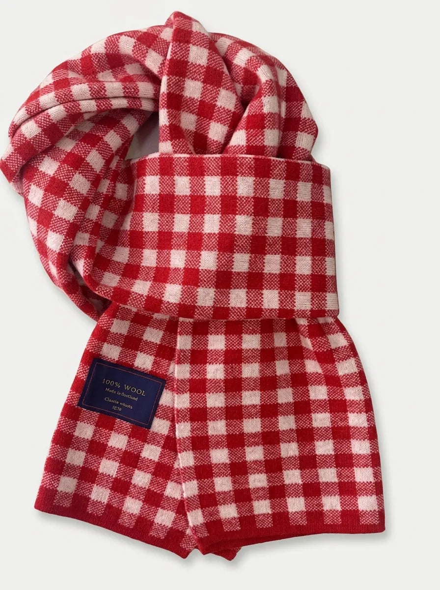 Oversized Wool Plaid Scarf with Fringe, 74 Inch - image 4