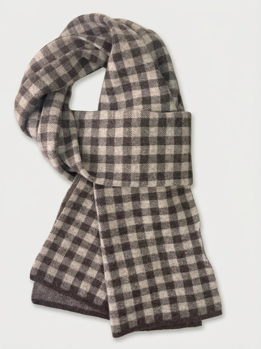 Oversized Wool Plaid Scarf with Fringe, 74 Inch - image 6