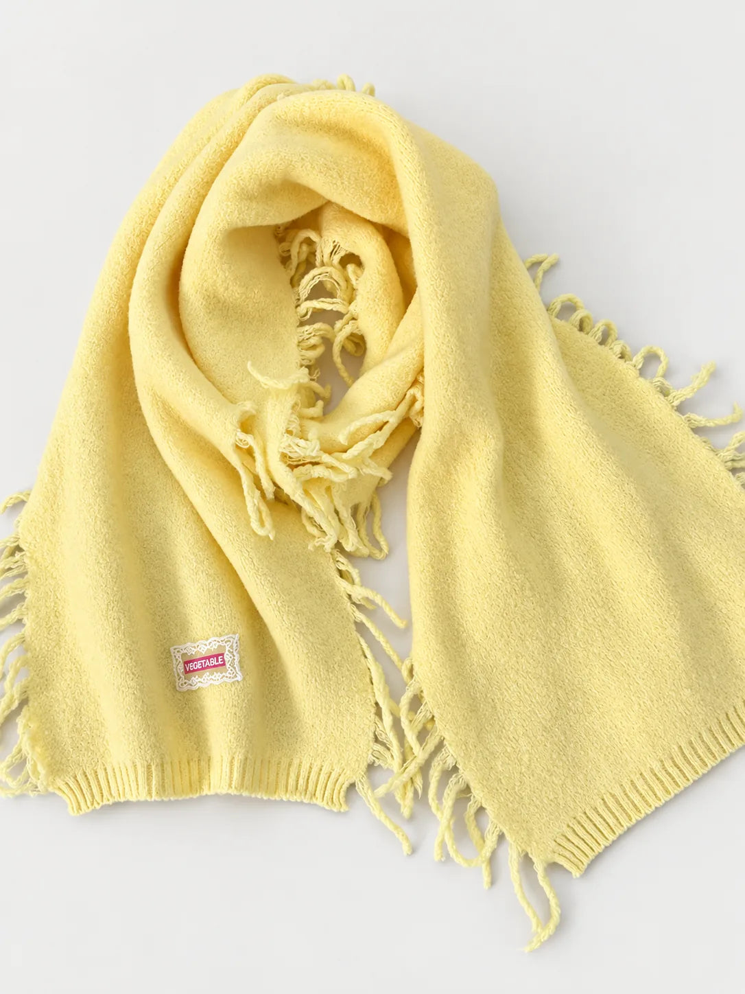 Soft Knit Fringe Scarf, 69 Inch – Pastel Yellow or Blue - image 1