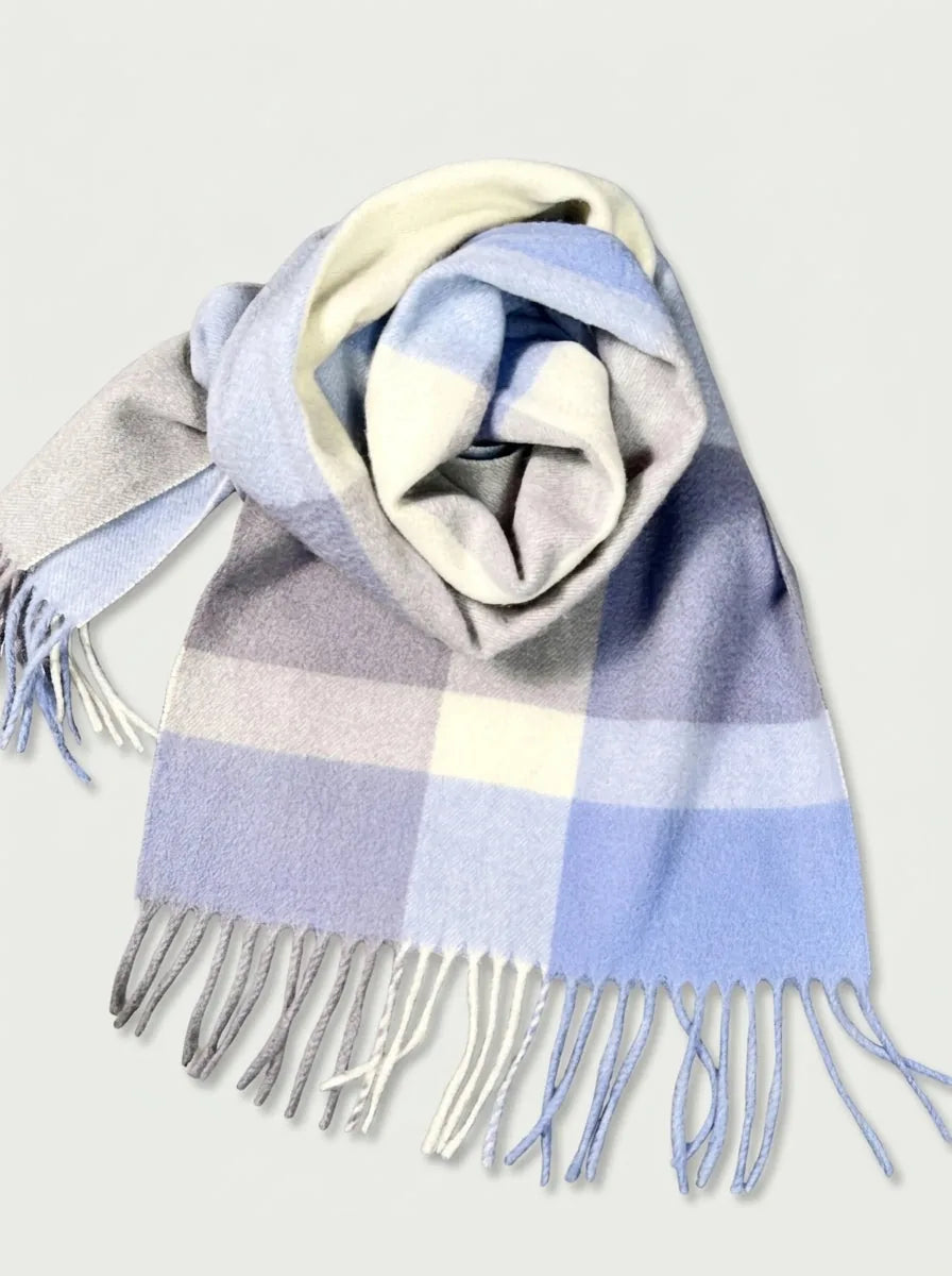 Wool Check Scarf with Fringe, 74 Inch - image 2