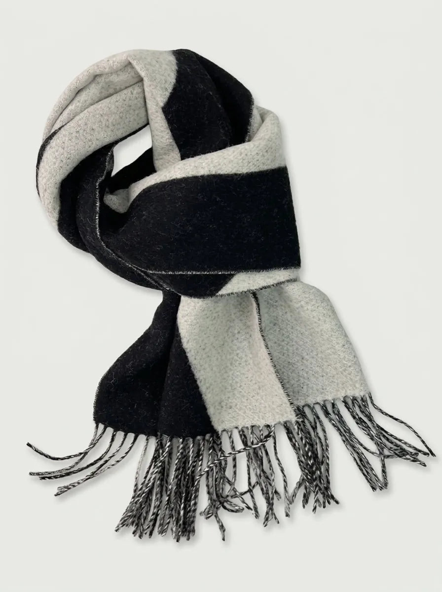 Wool Color Block Scarf with Fringe, 74 Inch - image 3