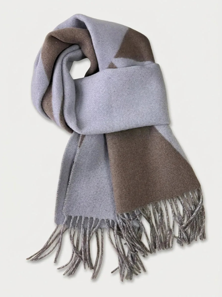 Wool Color Block Scarf with Fringe, 74 Inch - image 5