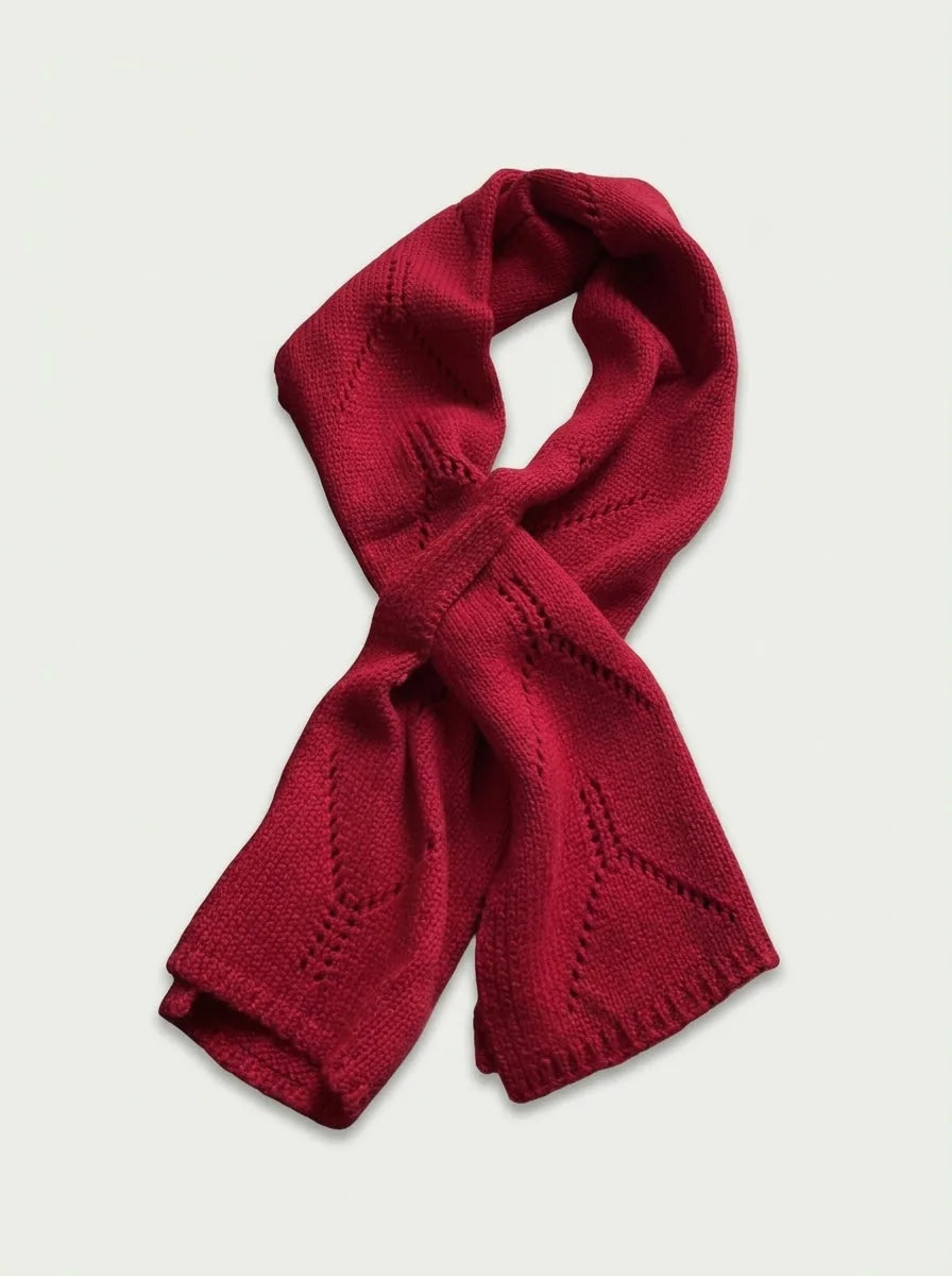 Wool Openwork Knit Scarf, 63 Inch - image 4