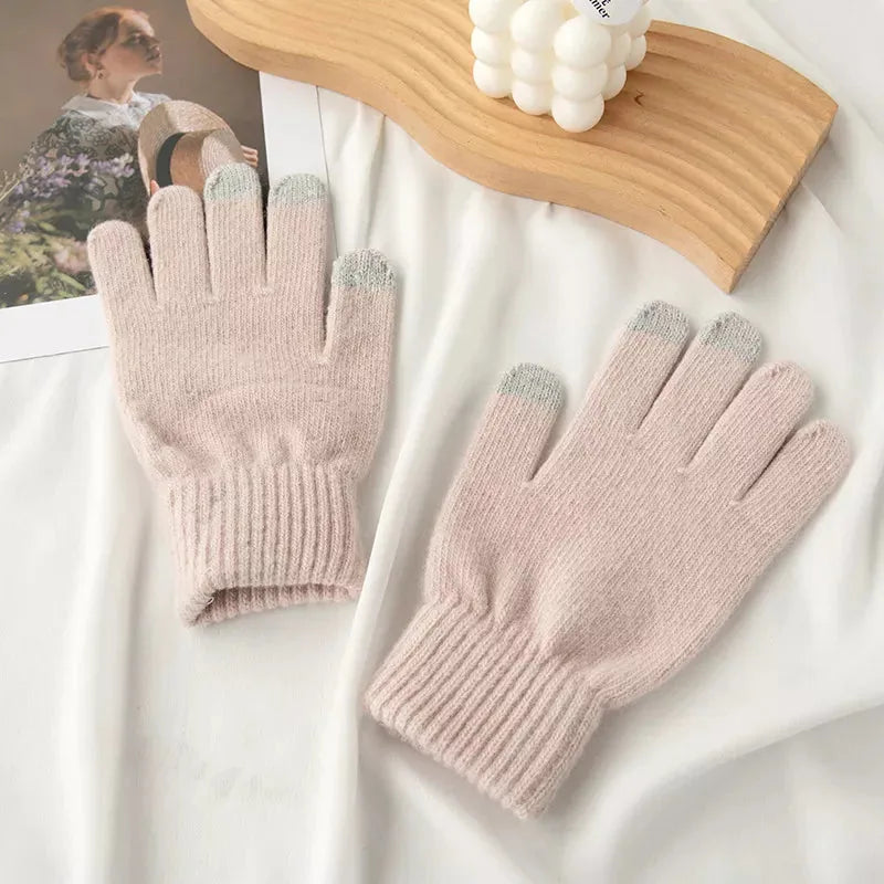 Wool Touchscreen Knit Gloves, Short Cuff - image 2