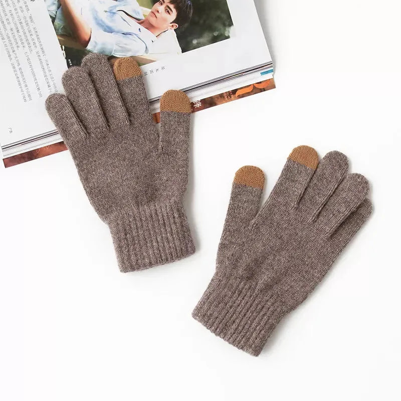 Wool Touchscreen Knit Gloves, Short Cuff - image 6