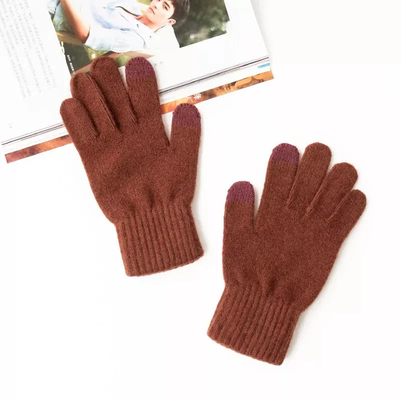 Wool Touchscreen Knit Gloves, Short Cuff - image 8