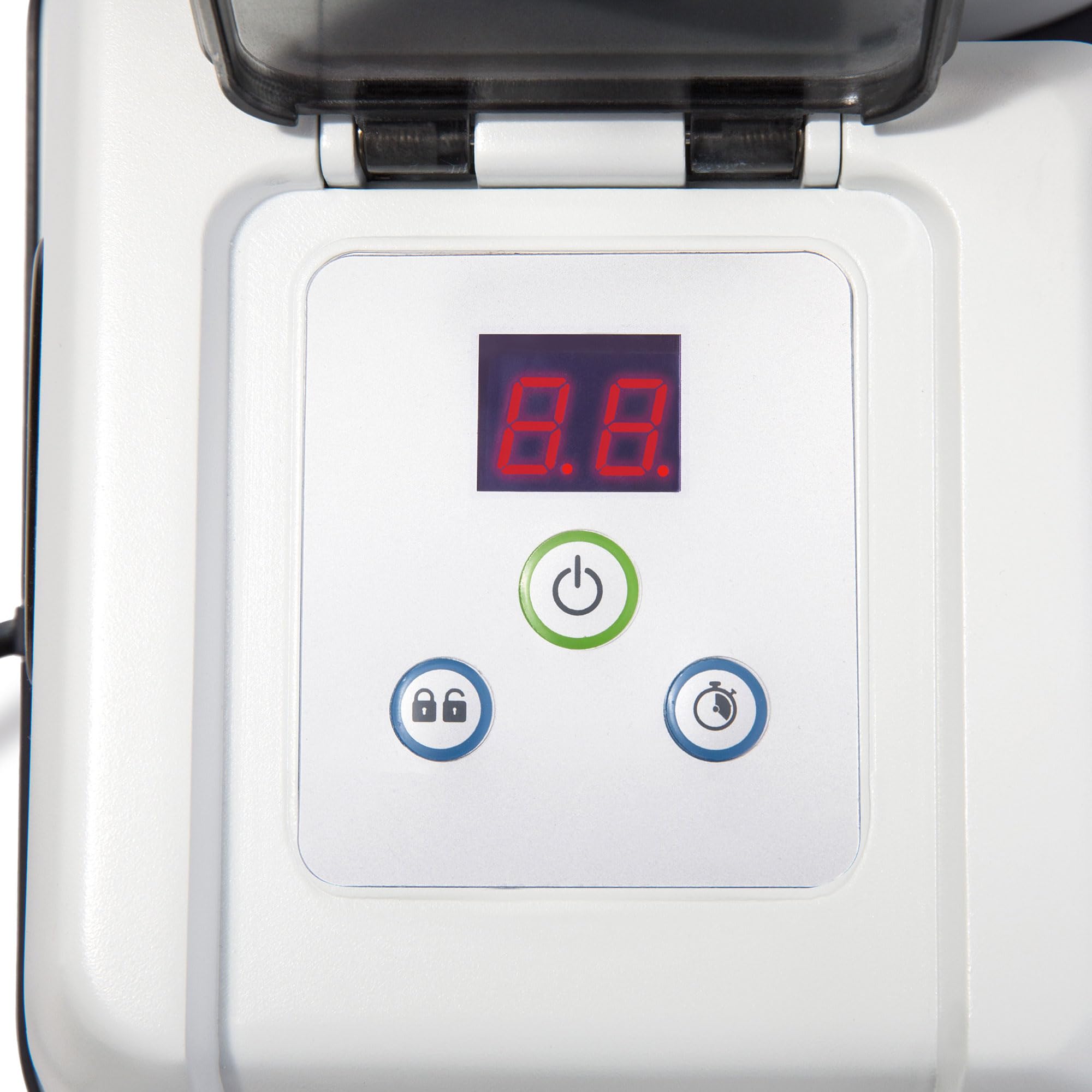 Close-up of the Intex sand filter pump digital timer display
