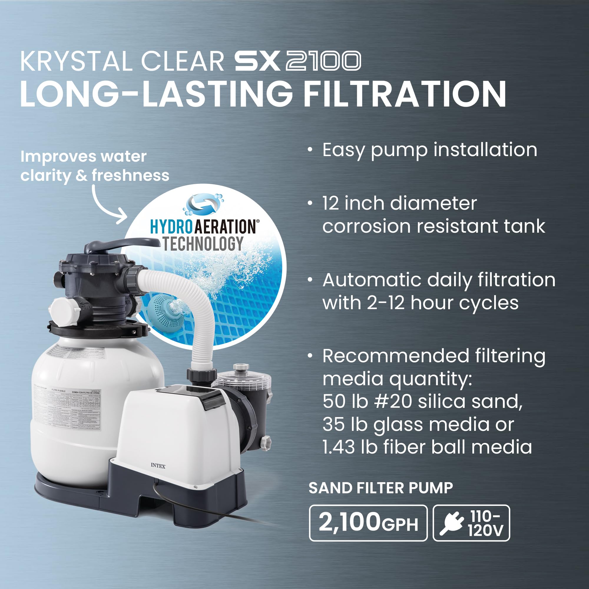 Intex Krystal Clear SX2100 sand filter pump rated 2,100 GPH