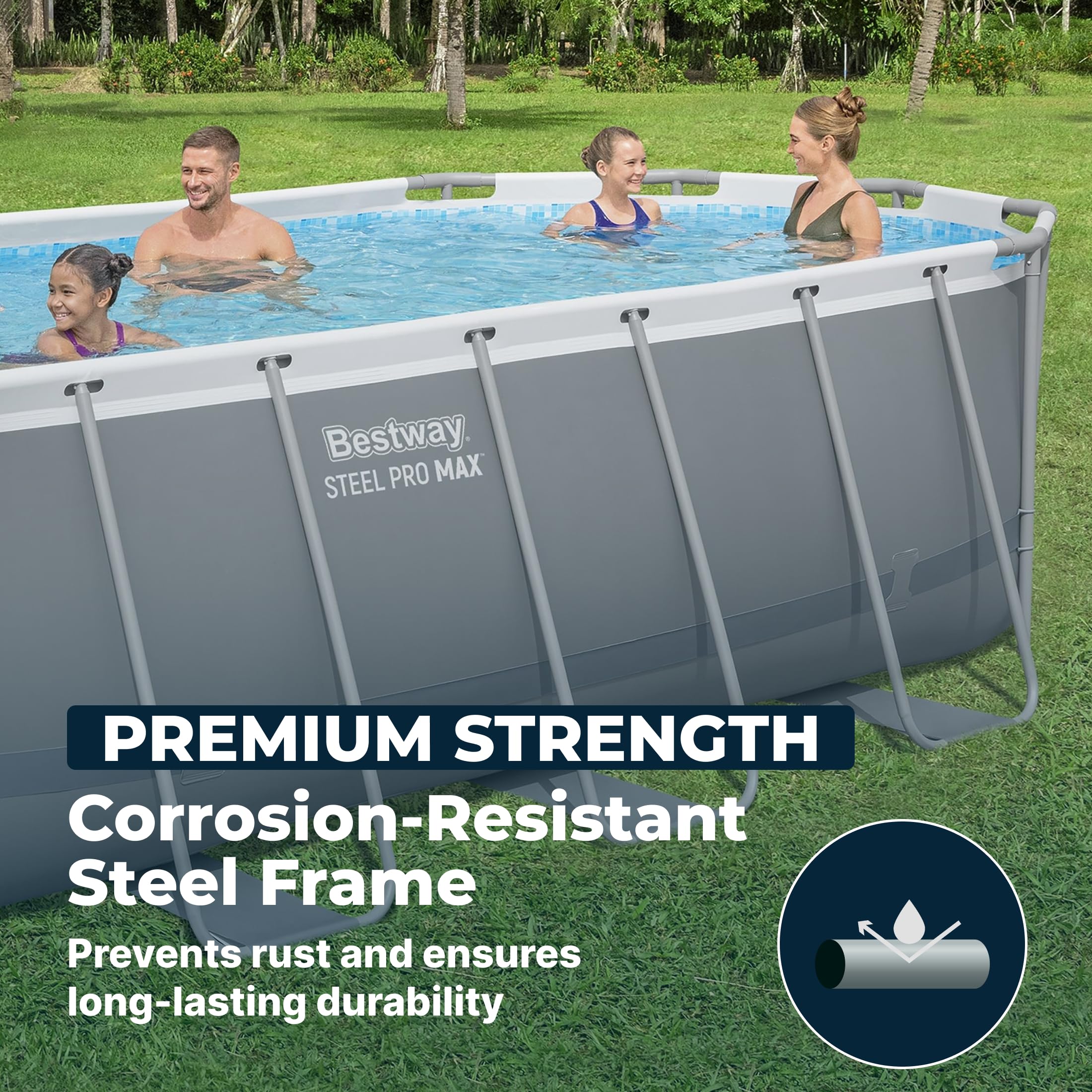Bestway Steel Pro MAX oval pool with corrosion-resistant steel frame