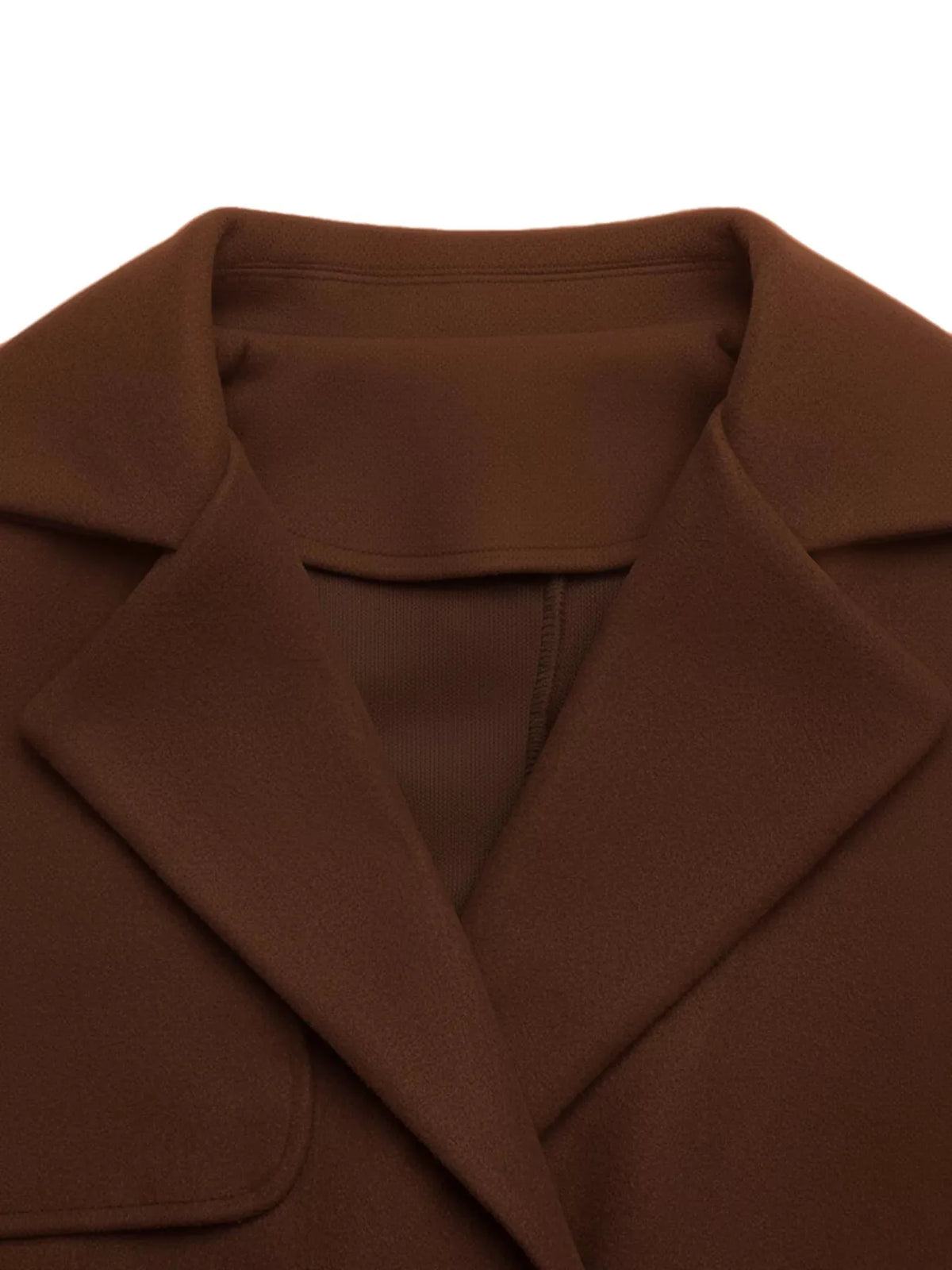 Belted Double-Breasted Long Coat in Brown - image 3