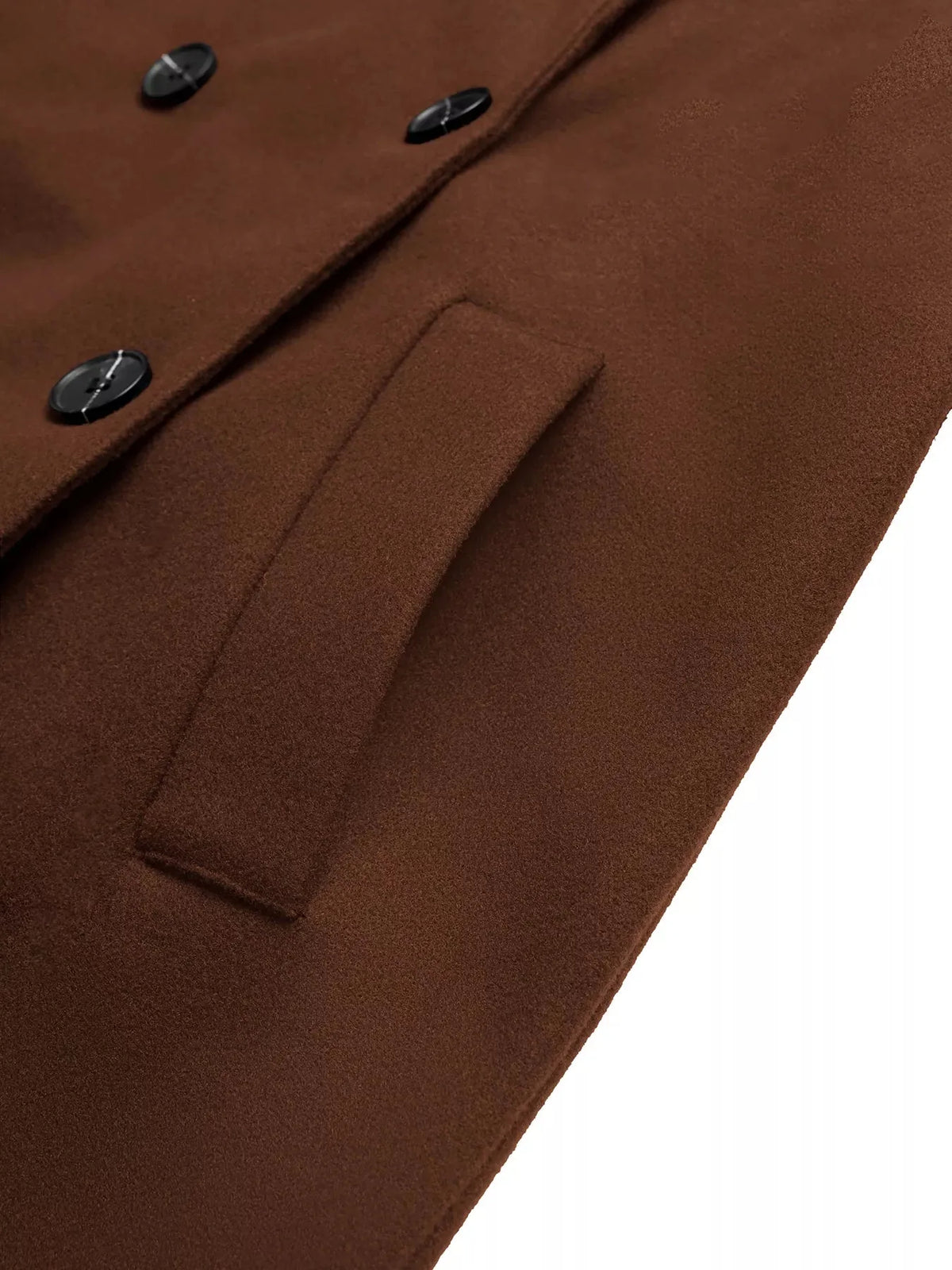 Belted Double-Breasted Long Coat in Brown - image 5