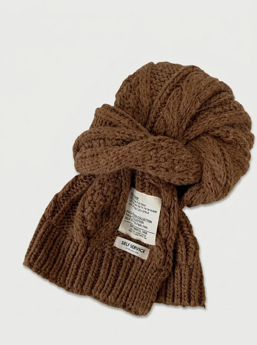 Chunky Cable Knit Wool Scarf, 59 Inch - image 1