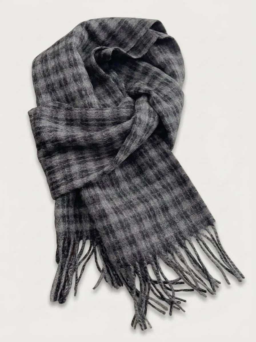 Classic Plaid Wool Scarf with Fringe, 70 Inch - image 2