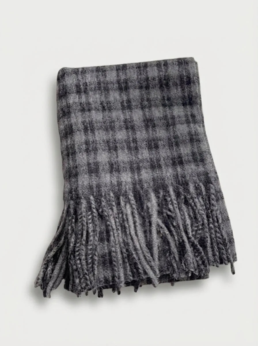 Classic Plaid Wool Scarf with Fringe, 70 Inch - image 5