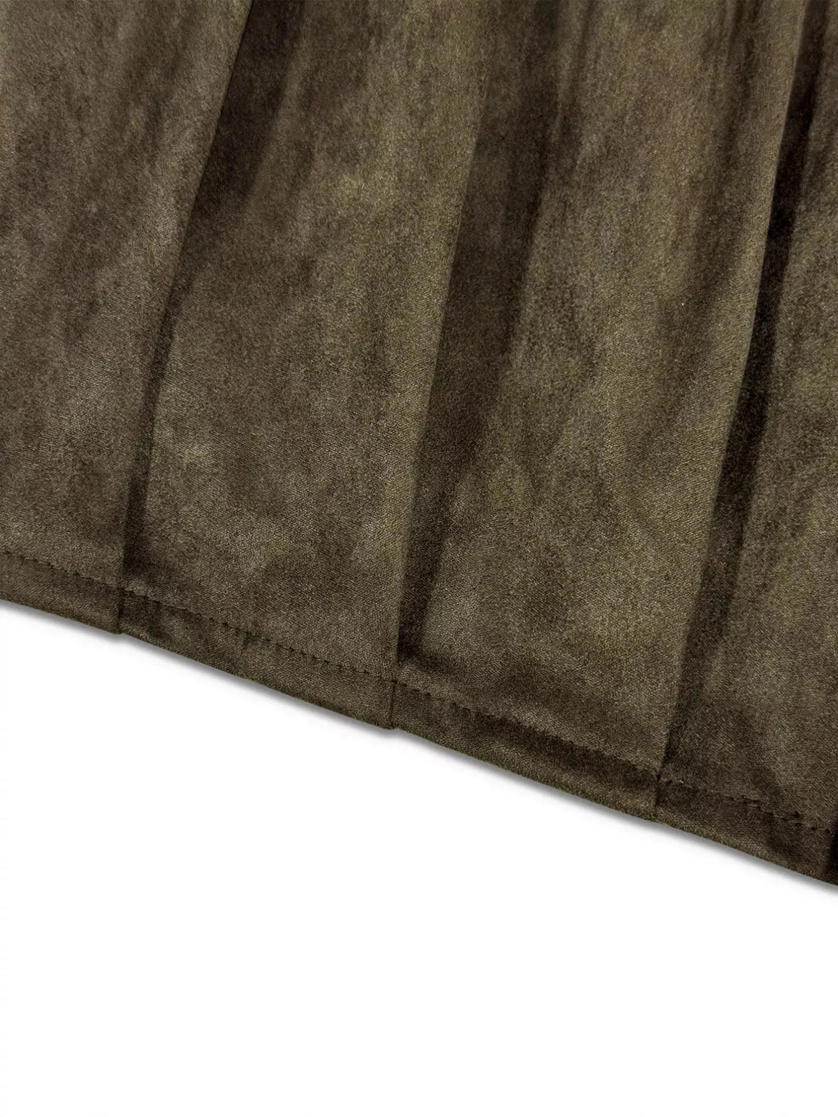 Faux Suede Cropped Bomber Jacket with Collar and Zip Front – Army Green - image 7