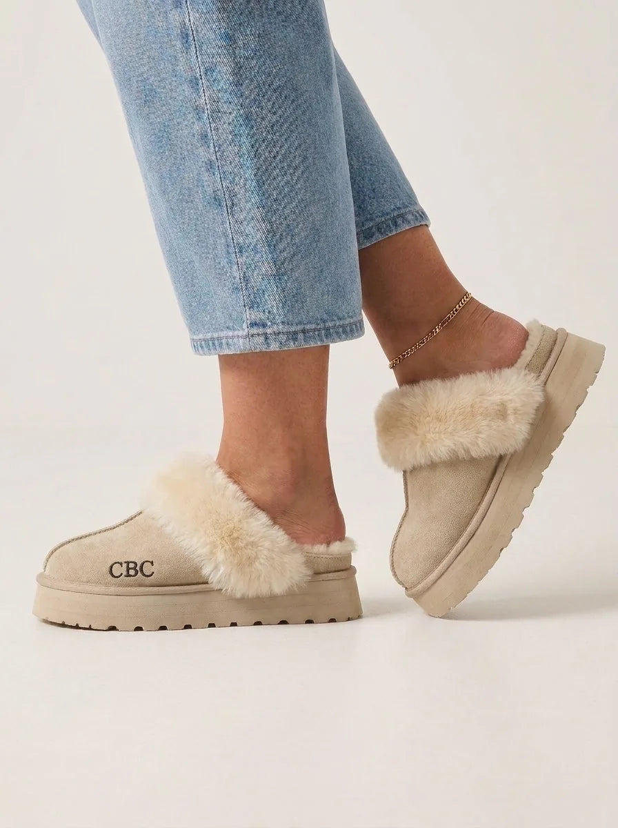 Fluffy Platform Slippers with Suede Upper – Brown, Cream or Black - image 4