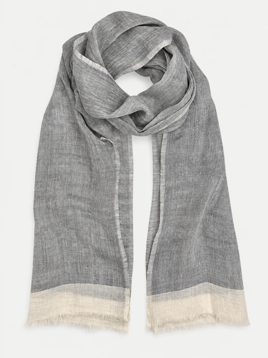 Handwoven Two-Tone Gauze Linen Scarf, 79 Inch – Blush, Flax, Aqua or French Gray - image 2