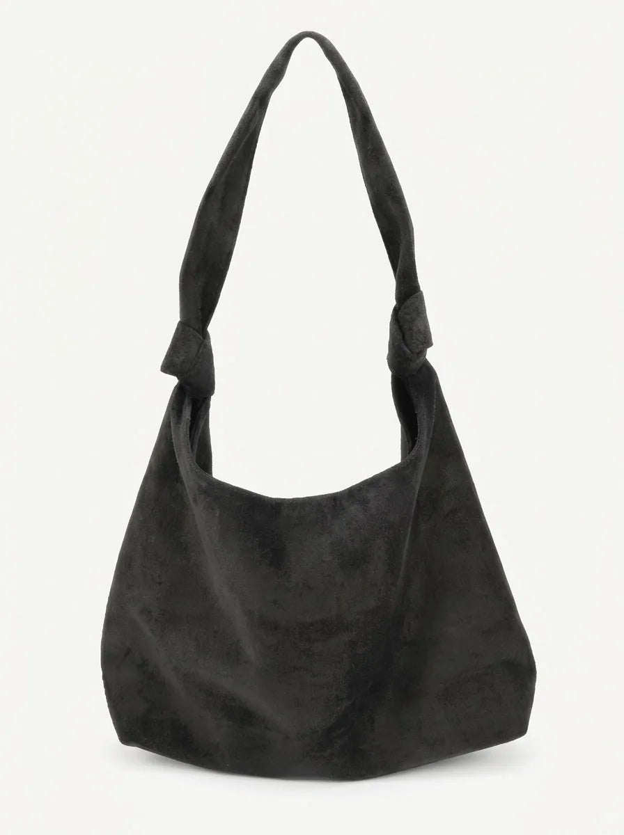 Knotted Strap Faux Suede Hobo Bag - image 2