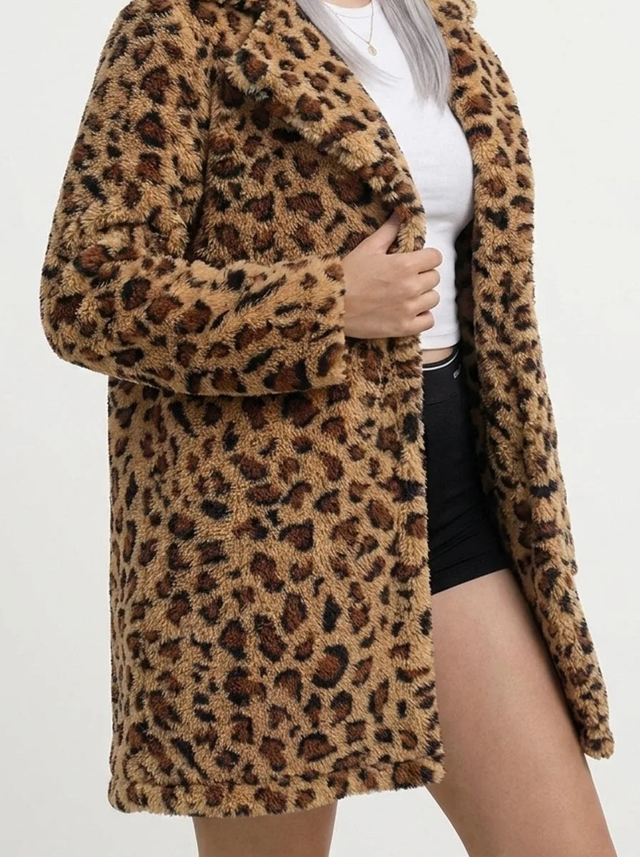 Leopard Print Fuzzy Teddy Coat - image 2