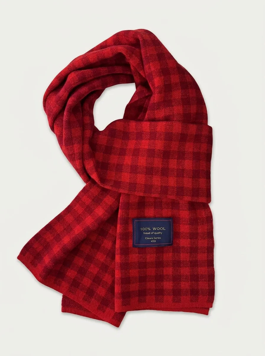 Oversized Wool Plaid Scarf with Fringe, 74 Inch - image 1