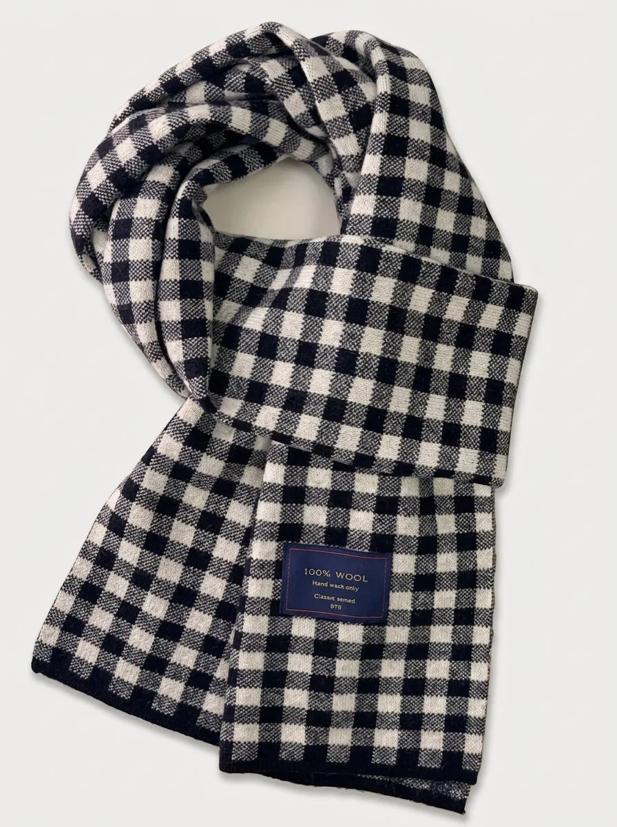 Oversized Wool Plaid Scarf with Fringe, 74 Inch - image 5