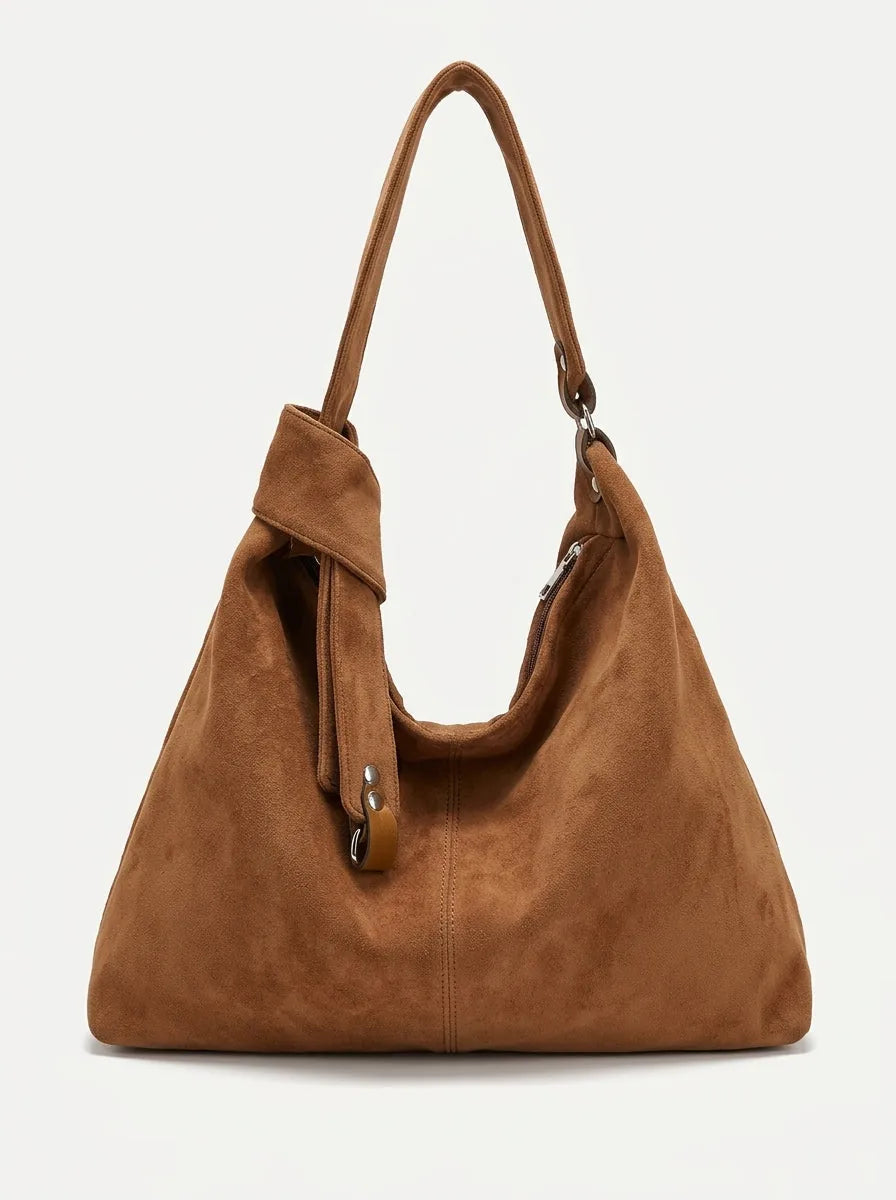 Slouchy Faux Suede Shoulder Bag with Knot Detail - image 5