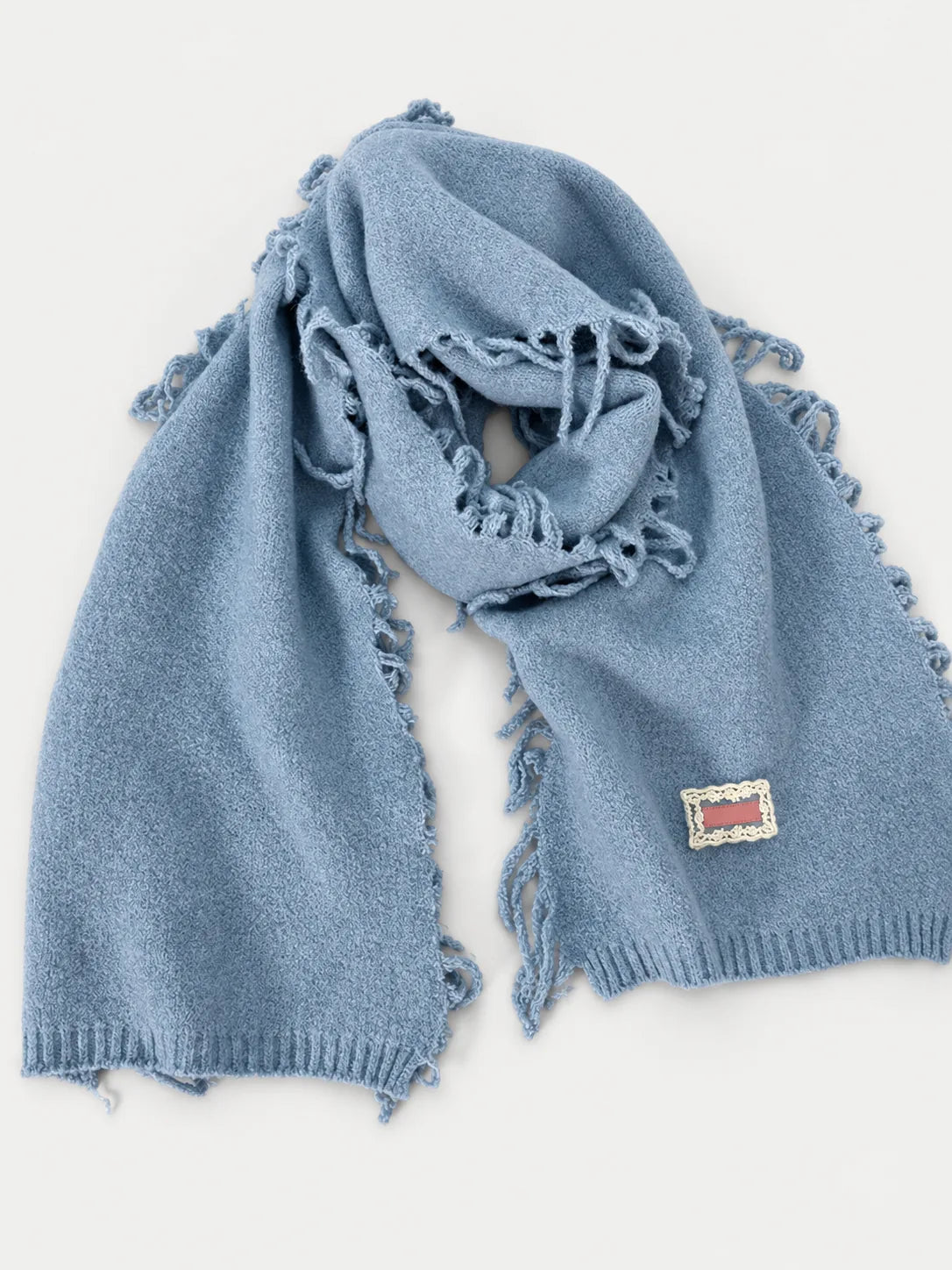 Soft Knit Fringe Scarf, 69 Inch – Pastel Yellow or Blue - image 2