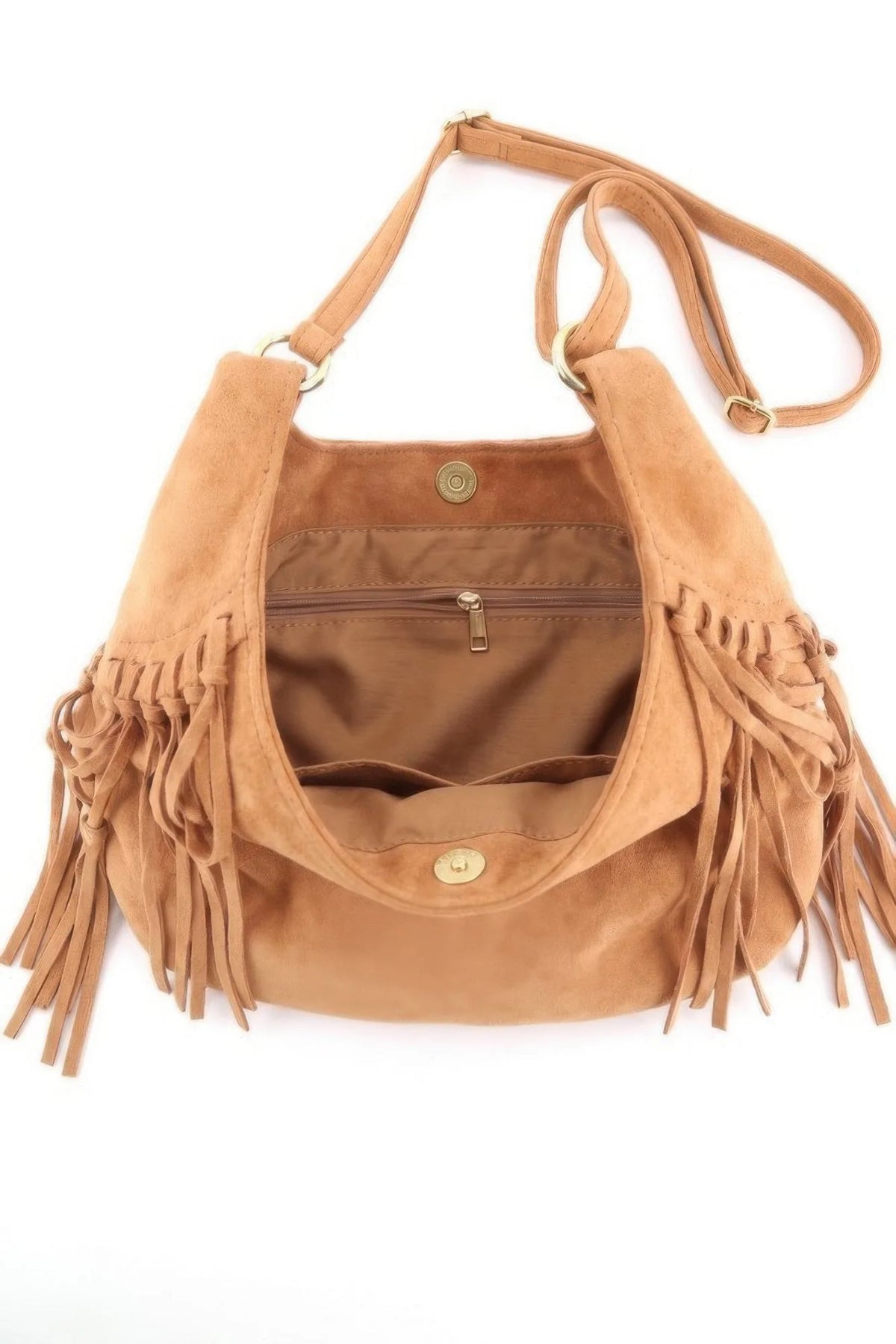 Western Faux Suede Fringe Hobo Bag - image 3