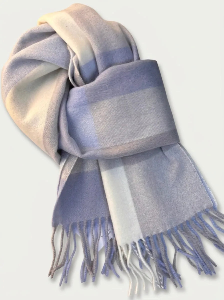 Wool Check Scarf with Fringe, 74 Inch - image 1