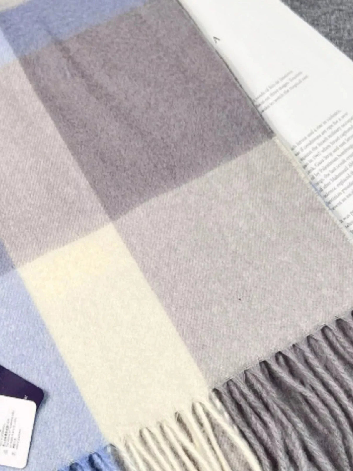 Wool Check Scarf with Fringe, 74 Inch - image 4