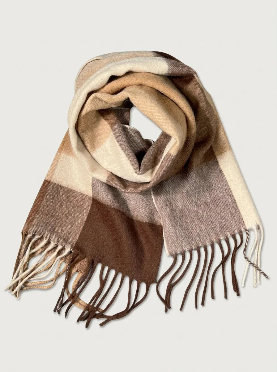 Wool Check Scarf with Fringe, 74 Inch - image 6