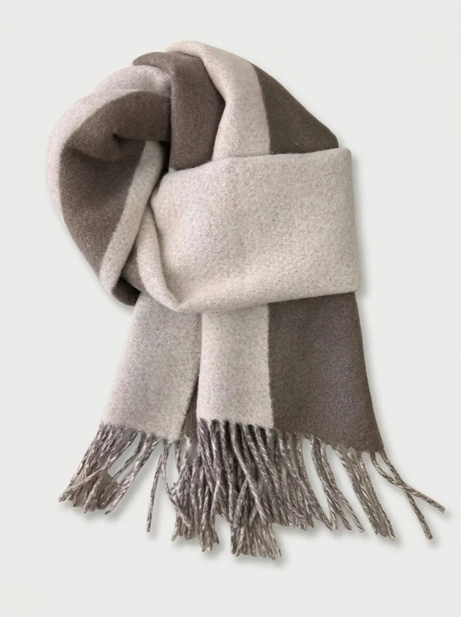 Wool Color Block Scarf with Fringe, 74 Inch - image 6