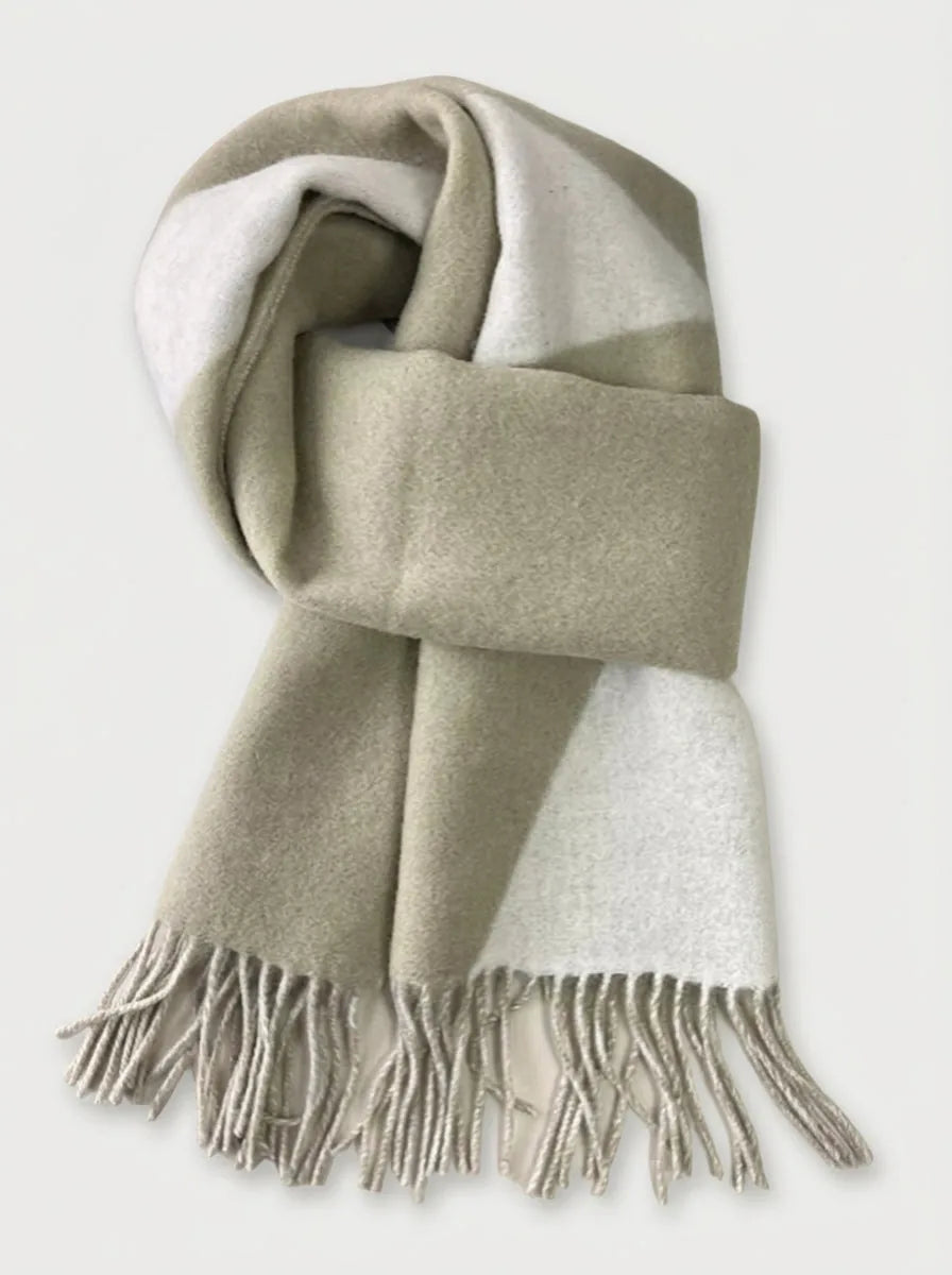 Wool Color Block Scarf with Fringe, 74 Inch - image 7